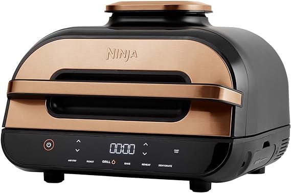 Ninja Foodi MAX Health Grill & Air Fryer 3.8L with Digital Cooking Probe, 6-in-1; Grill, Air Fry, Bake, Roast & more, Dishwasher Safe Parts, Large Grill Plate, Copper/Black Amazon Exclusive