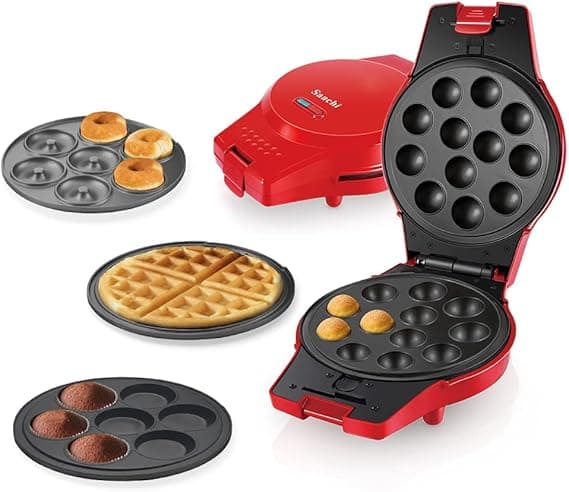 Saachi 4 In 1 Waffle/Donut/Cupcake/Cake Pop Maker NL-4M-1566-RD