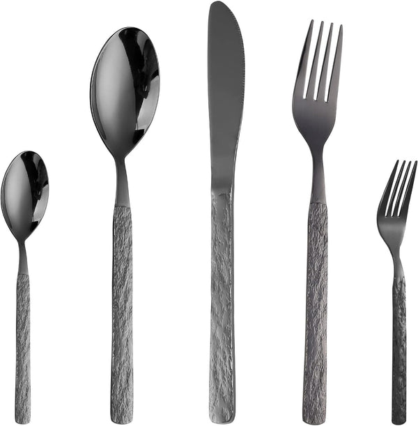 CAOPAOTI Matte Black Silverware Flatware Set 40 pcs