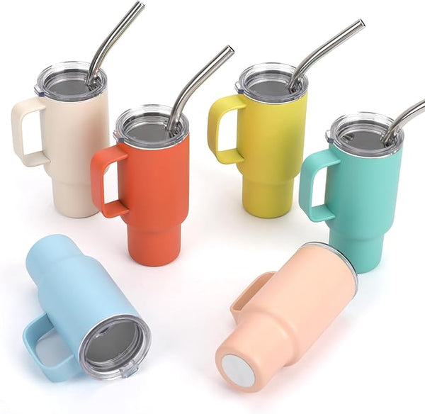 Cute Shot Glasses with Handle 2 oz, Mini Shot Tumbler with Lid and Straw