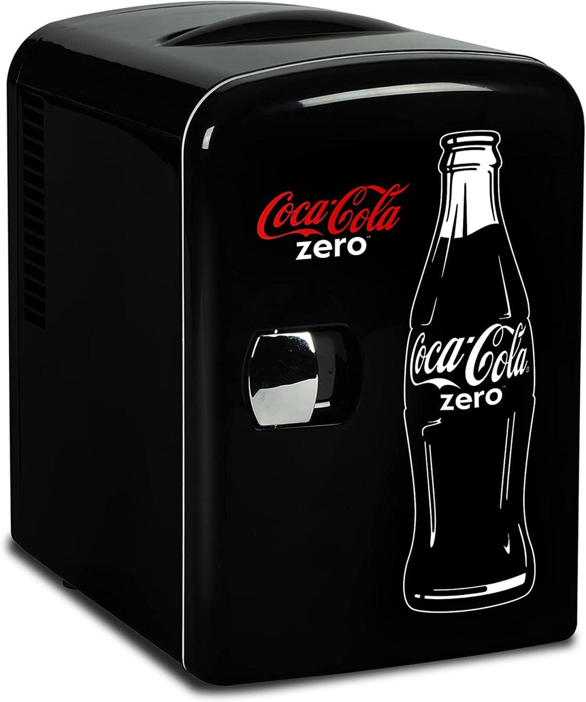 Coca Cola Coke Zero Mini Fridge For Bedrooms 4L Small 6 Can Table Top Quiet Mini Fridges For Skincare Office Food Drinks Kids Home Car & Travel 12V Portable Cooler Warmer Refrigerator (Black) [Energy Class A]