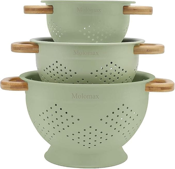 Metal Colander with Wood Handle