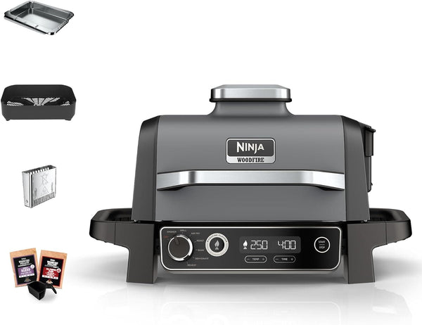 Ninja Woodfire OG701EU Electric Barbecue Camping Grill with Smoker & Hot Air Fryer