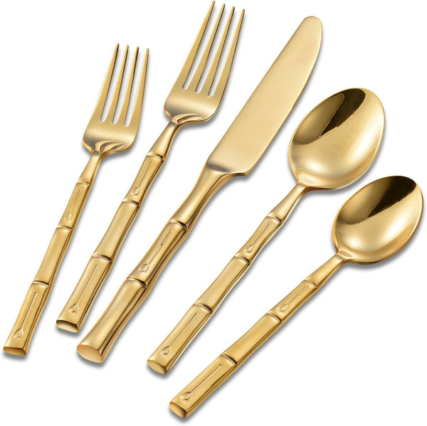 Flatware Set Gold Silverware Set 20 pcs