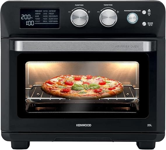 Kenwood 2-in-1 25L Toaster Oven+Air Fryer - Oven Toaster Grill with Large Capacity, Rotisserie Function for Frying, Roasting, Grilling, Broiling, Baking, Browning, Defrosting,Heating MOA25.600BK Black