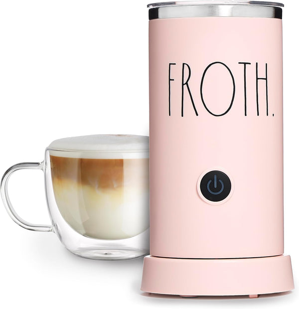 Rae Dunn Electric Milk Frother Steamer -Stylish Automatic Milk Steamer and Frother, Milk Warmer, Hot and Cold Foam Maker for Coffee, Latte, Cappuccino, Macchiato - 550 Watt