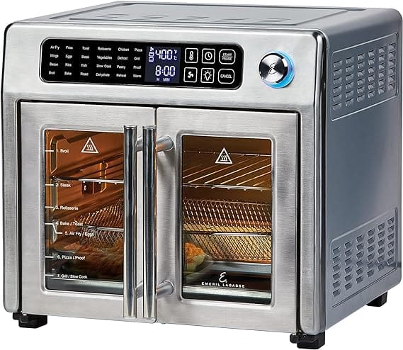 Emeril Lagasse 26 Litre Extra Large Air Fryer - Convection Toaster Oven with French Doors - Stainless Steel