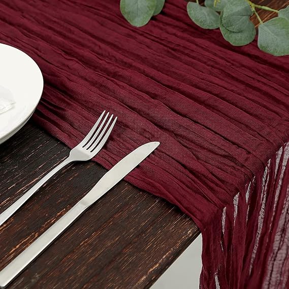 DSGUO FUSU 13.3ft Cheesecloth Table Runner 36x160inch Boho Gauze Cheese Cloth Table Runner Rustic Sheer Runner For Wedding Bridal Baby Shower Birthday Party Cake Table Decorations