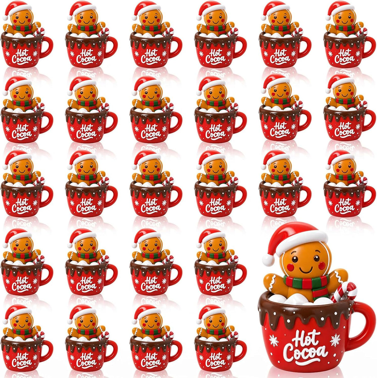 Silipull 50 Pcs Christmas Mini Gingerbread Figurines Miniature Rubber Decor