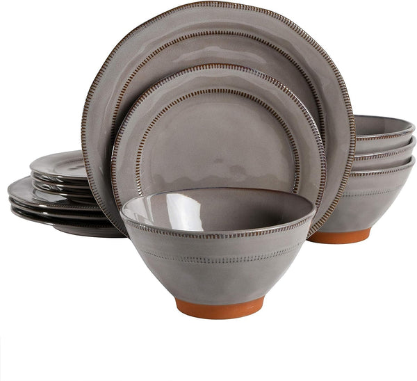 Gibson Elite Terranea Round Reactive Glaze Terra Cotta Dinnerware Set