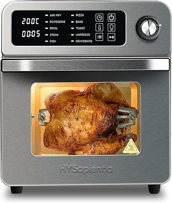 HYSapientia Air Fryer Oven, 15l Large Toaster Oven Combo 10-in-1 with Digital Knob, Large Airfryer Convection Mini Oven with Rotisserie, 1800W