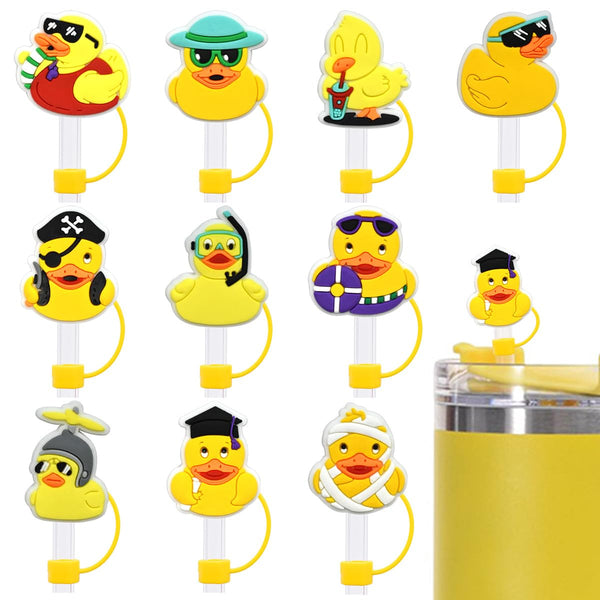 10-Pack Yellow Duck Straw Toppers