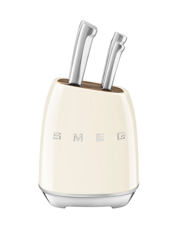 Smeg Cream Stainless Steel Knife Block Set