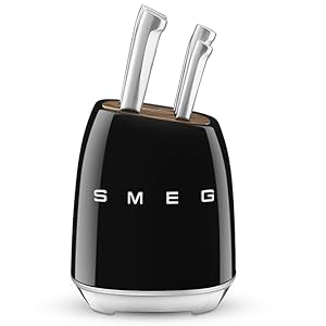 Smeg Black Stainless Steel Knife Block Set