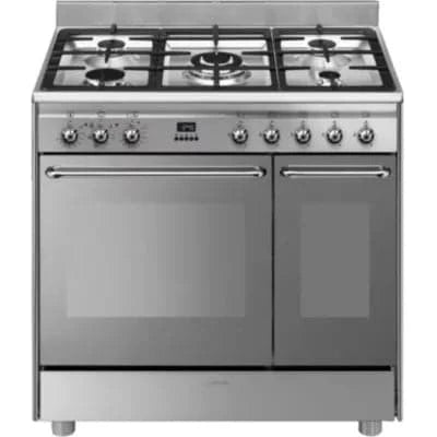 CG92X9 90cm Stainless Steel Double Cavity Dual Fuel Cooker