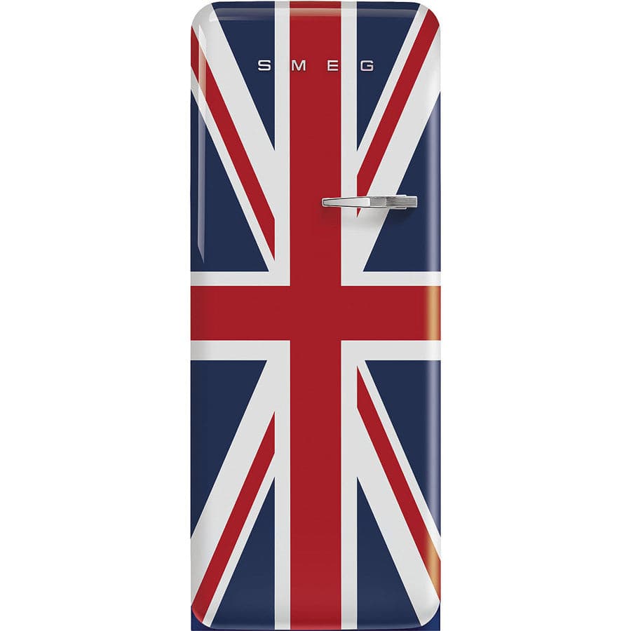 FAB28LDUJ5 60cm 50s Style Left Hand Hinge Fridge with Icebox Union Jack