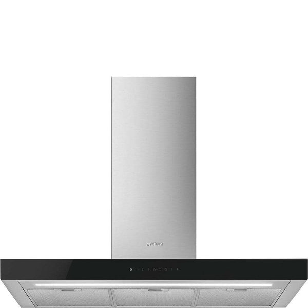 KBT9L4VN 90cm Chimney Auto-Vent 2.0 Hood Stainless Steel with Black Glass