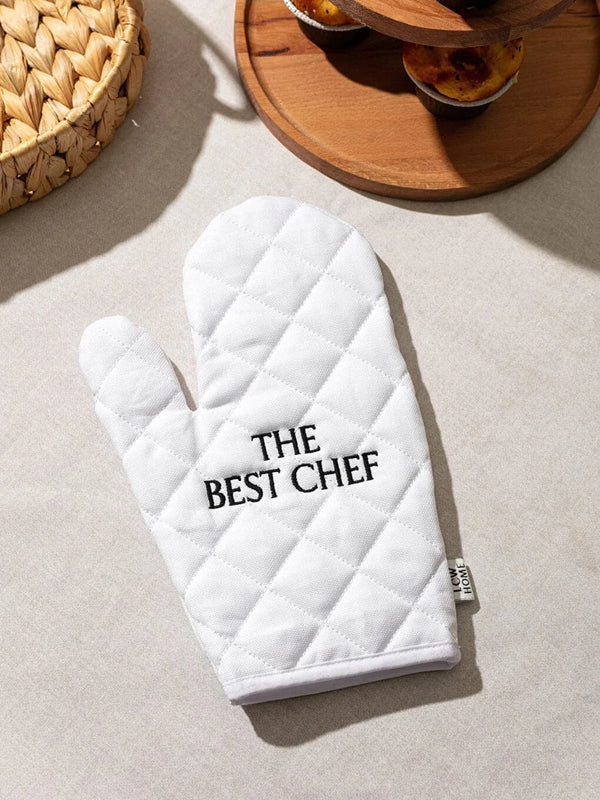 LCW HOME Writing Embroidered Oven Gloves white