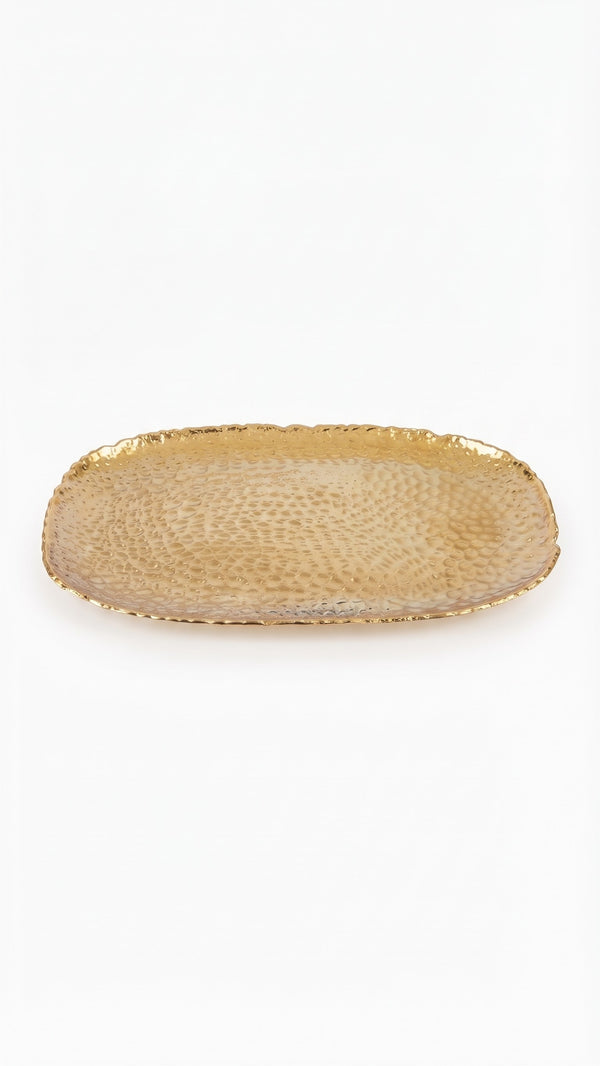 Hammered Brass Oval Tray