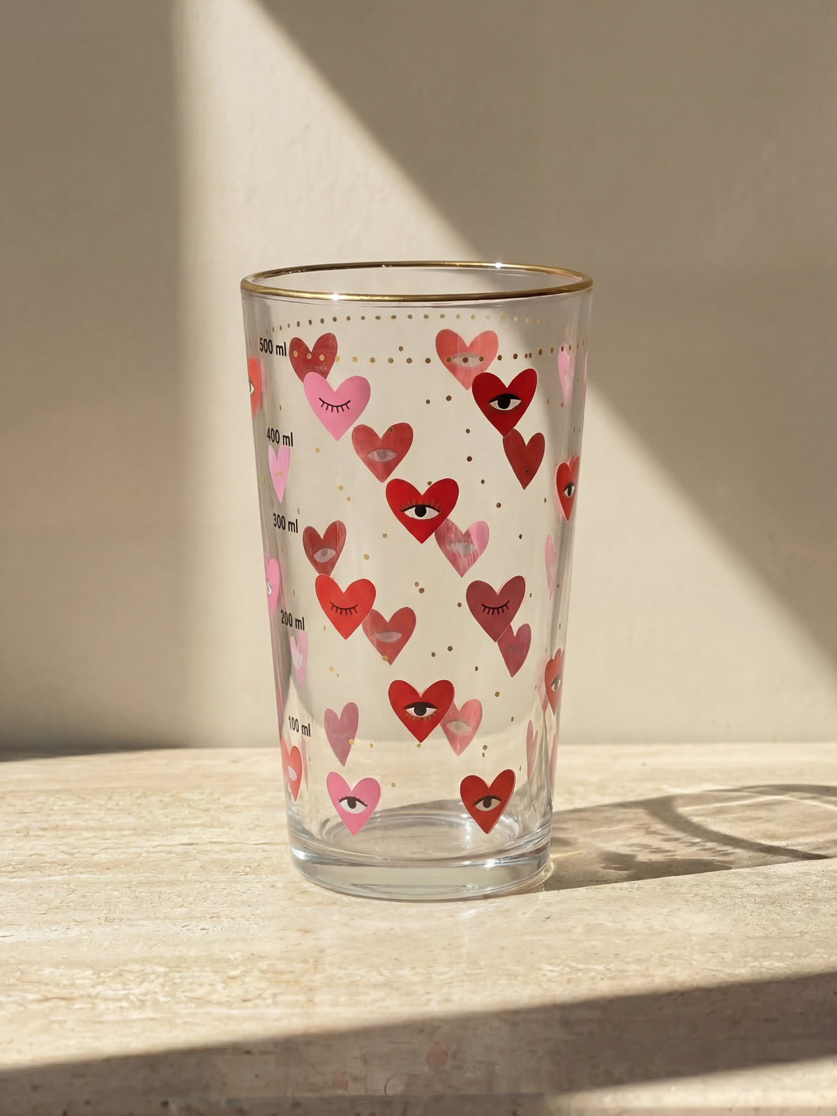 LCW HOME Heart Printed Glass Water Glass 570 Ml