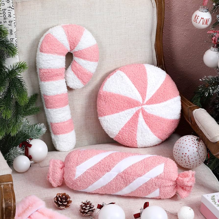 3 Pcs Christmas Throw Pillows, Candy Shapes
Soft Polyester Plush, Lollipop & Stripe Designs, Festive Sofa Accent, Bedroom Decor, Holiday Gift Idea, Sofa Chair & Be