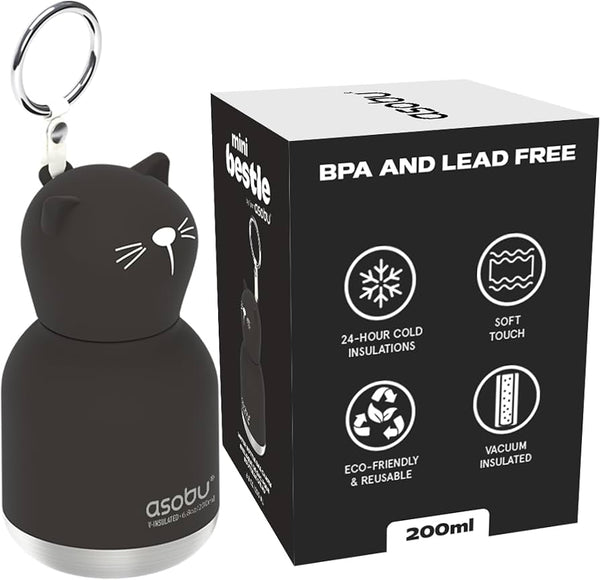 asobu Mini Bestie Water Bottle, Cute Collectible Character, Stainless Steel
6.7 oz, Leak Proof Seal, Spill Resistant, BPA Free Materials, Dishwasher Safe, Reusable Straw Included, Great Gift Idea
