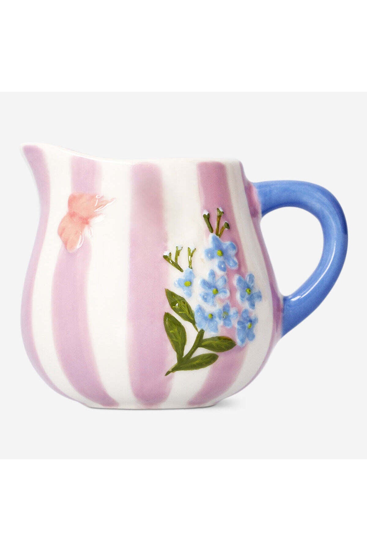 Pink floral milk jug with stripes - 1 20ml