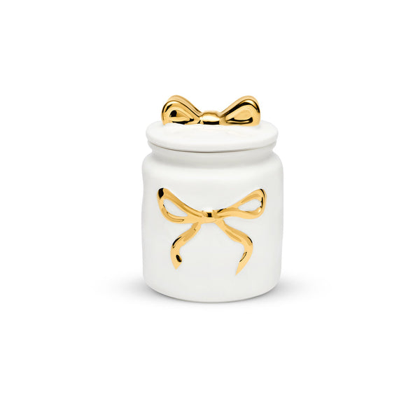 White × Gold Jar With Ribbon