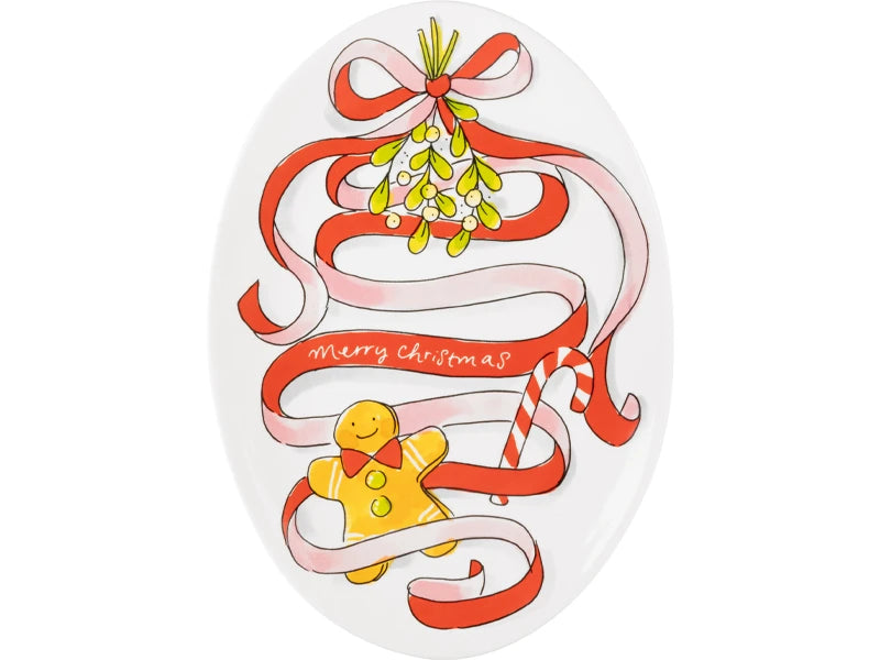 27-cm Oval Plate with Christmas Bow