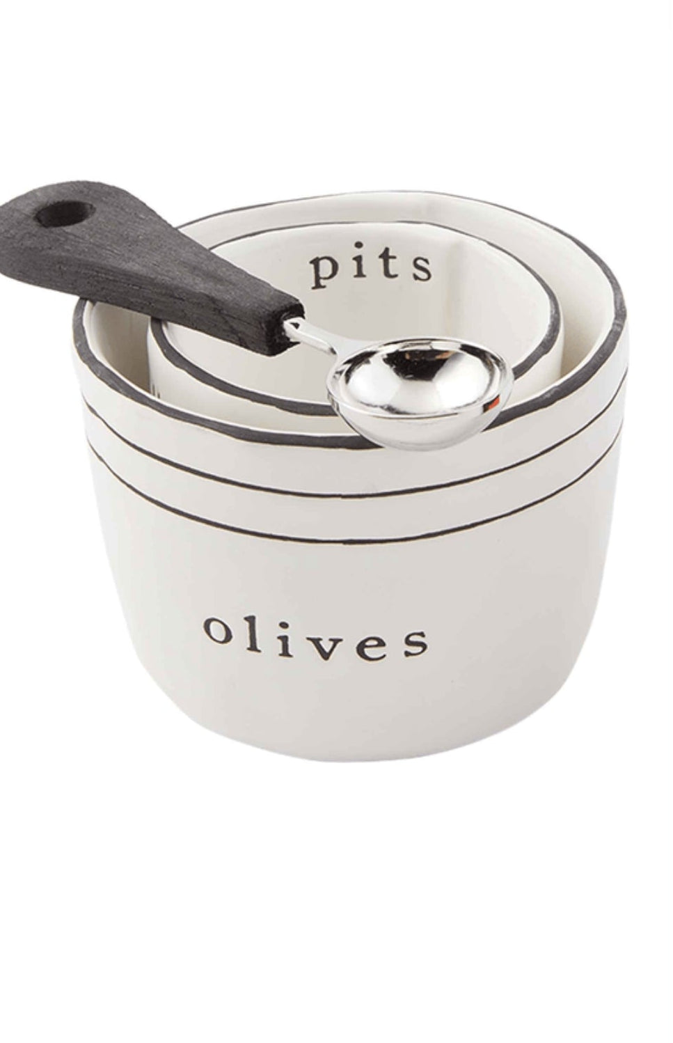 Mud Pie Olive and Pit Bowl Set With Black Spoon
