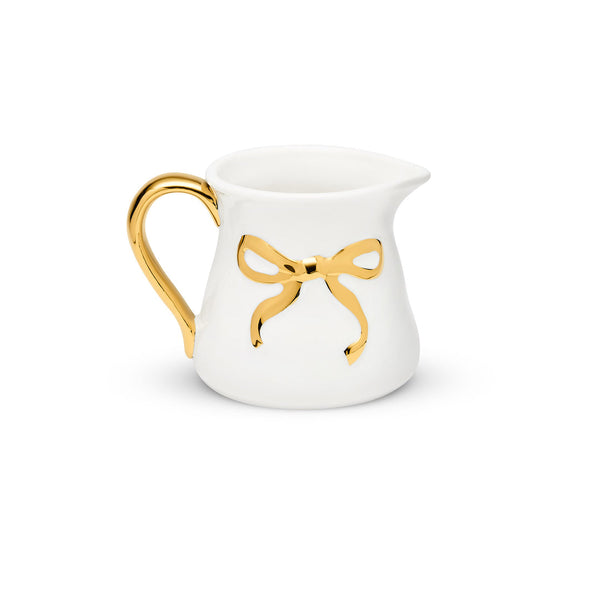 White × Gold Milk Jar With Ribbon