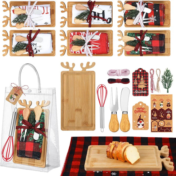 12 Set Christmas Cutting Board Gift Set, Cute, Light
Mini Bamboo Cheese Charcuterie Cutting Board, Cutting Board with Tablewares, Christmas Bulk Gifts for Mother Women Employee