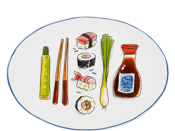 Blond Amsterdam Oval Plate 27cm Blond Sushi Chopsticks
