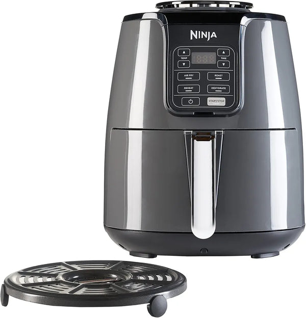 Ninja Air Fryer with 4 Cooking Functions: Air Fry, Roast, Reheat, Defrost, 3.8L, 1550W, Gray and Black, AF100ME
