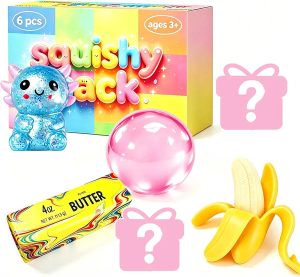 6 Pack Squishy Toy Set,Slow Rising Fidget Squeeze Toys,Stretchy Fidget Sensory Toy for Office Desk Decor