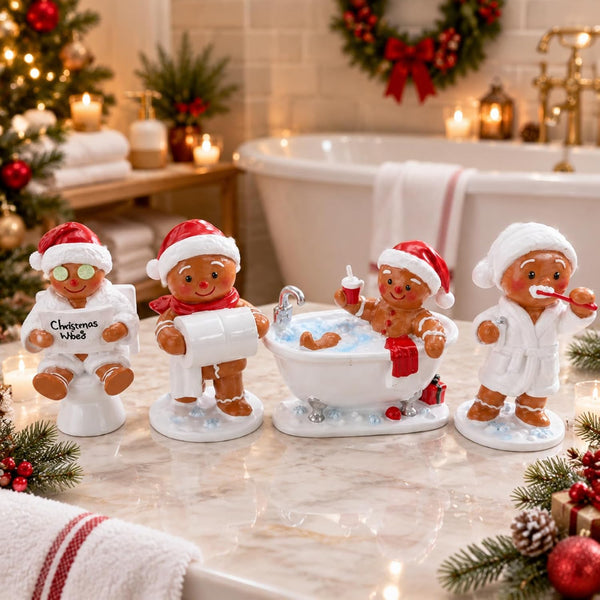 Thyle 4 Pcs Christmas Gingerbread Bathroom Decor Gingerbread Man Figurines
4'' Resin Gingerbread Figures Statue, Funny Bathroom Gingerbread Decorations for Shelf, Table Centerpiece, Home Decor Gifts