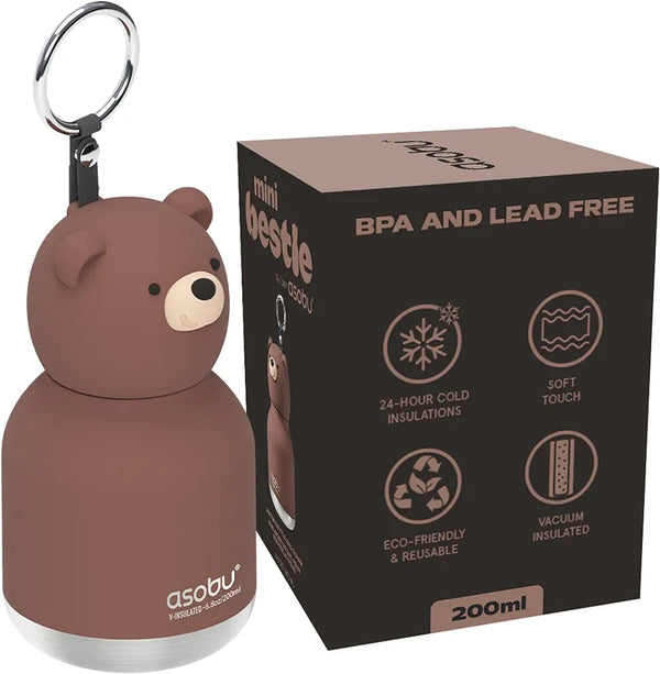 asobu Mini Bestie Water Bottle, Cute Collectible Character, Stainless Steel
6.7 oz, Leak Proof Seal, Spill Resistant, BPA Free Materials, Dishwasher Safe, Reusable Straw Included, Great Gift Idea