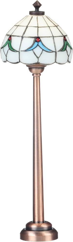 Miniature Floor Lamp with Colored Shade for Dollhouses, LED Battery-Operated Lighting, Functional Dollhouse Furniture Lighting and Accessory