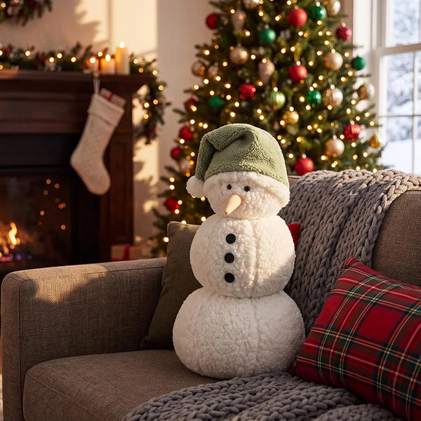 Briwooody 18 Inch Snowman Throw Pillow with Hat, Winter Christmas Decor
Teddy Fleece Plush Cushion, Snowman Shaped Decorative Accent for Couch Living Room Bed, Festive Holiday Gift Decor