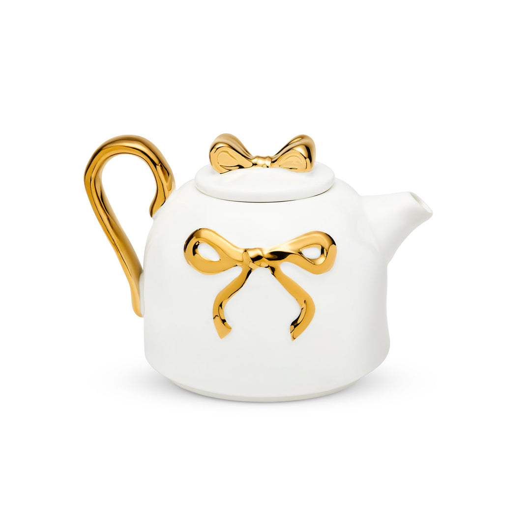 Ribbon Gold × White Teapot