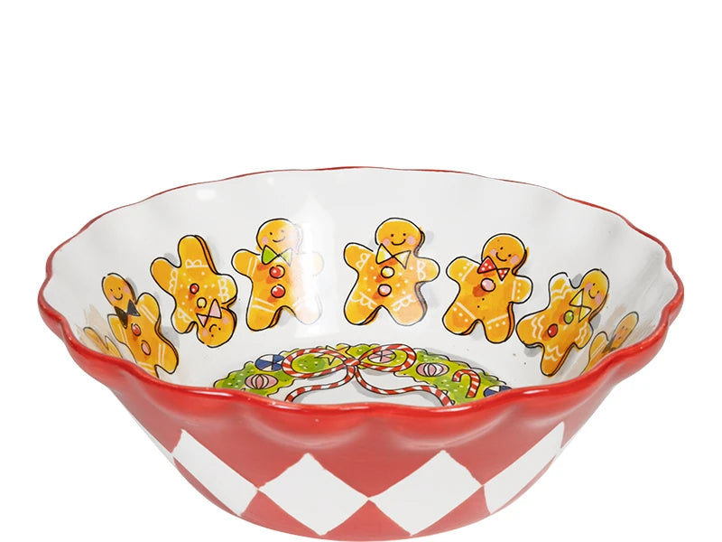 Bowl with wave rim 23cm Christmas Gingerbread man