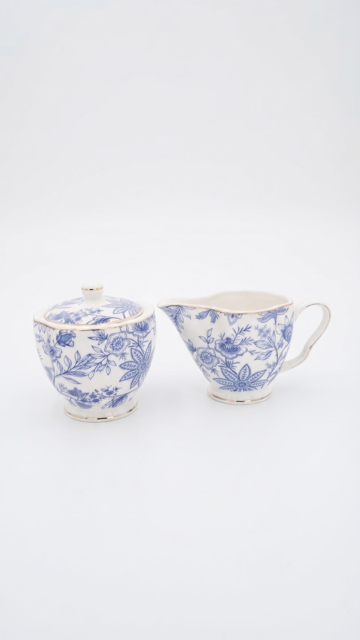grace teaware sugar and creamer set blue and white