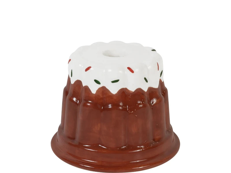 Christmas Candle Holder with Brown Pudding