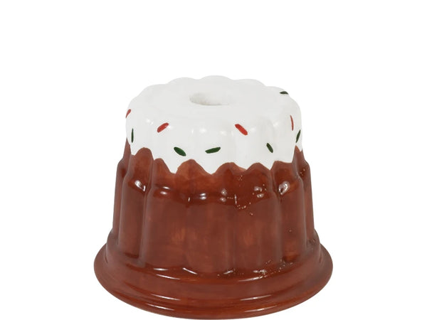 Christmas Candle Holder with Brown Pudding