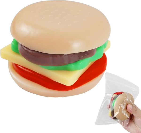 6 Layers Hamburger Toy Stress Relief Soft Simulation Food Detachable Burger Squeeze Toys Kawaii Squishies Birthday Gift for Kids (Hamburger A)
