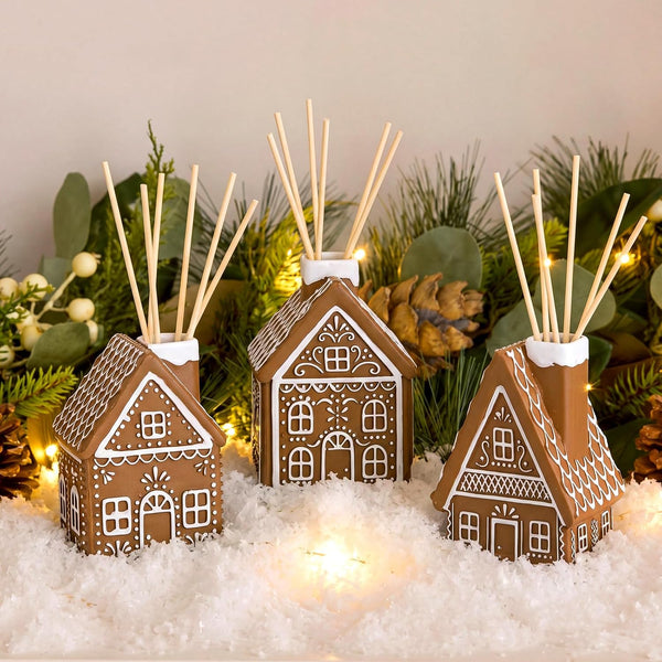 Loopeer 4 Set Christmas Reed Diffuser Bottle Empty Gingerbread House Style
Diffuser Sticks and Bottle, Empty Refillable DIY Oils Resin Gingerbread House Home Decor, Scent Holder for Table Centerpiece