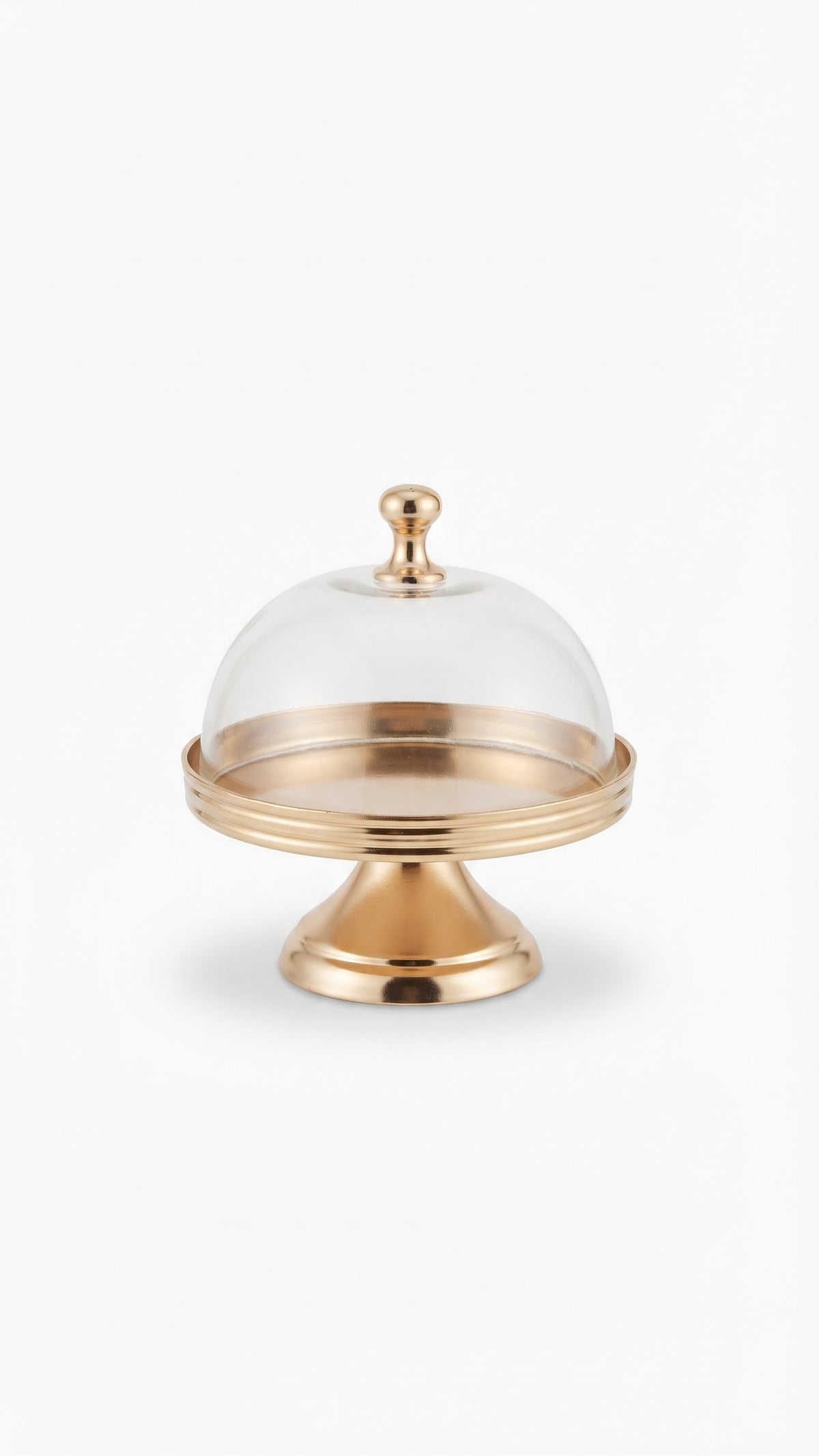 Gold Dessert Holder with Transparent Cover (16 cm)
