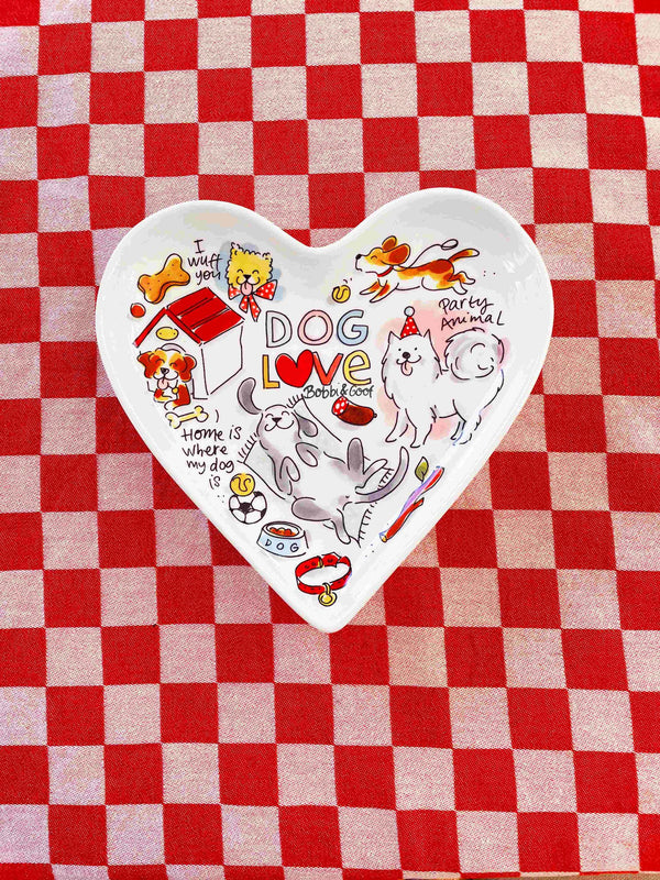 Heart Shaped Plate 22cm Animal Dog Love