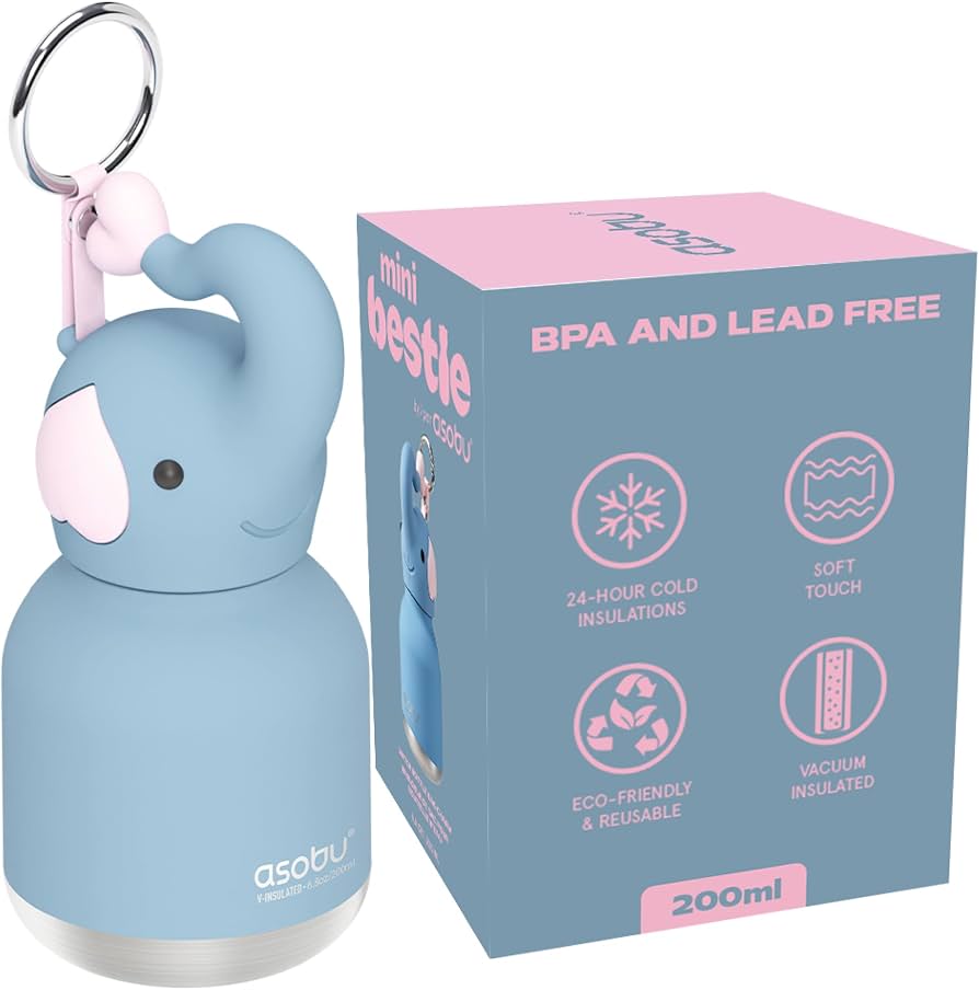 asobu Mini Bestie Water Bottle, Cute Collectible Character, Stainless Steel
6.7 oz, Leak Proof Seal, Spill Resistant, BPA Free Materials, Dishwasher Safe, Reusable Straw Included, Great Gift Idea
