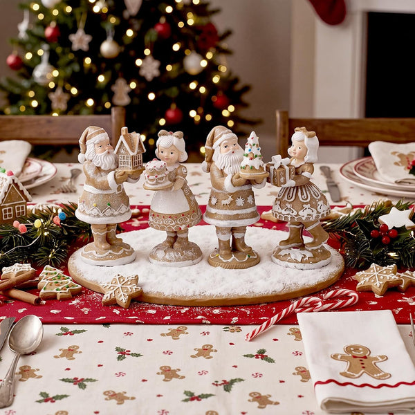 Thyle 4 Pcs Vintage Patriotic Statue Figurines Decorations Gifts 4th of July Resin Table Decor Red White and Blue 250 Anniversary Centerpiece for Independence Day Home Decor(4,Gingerbread Santa)